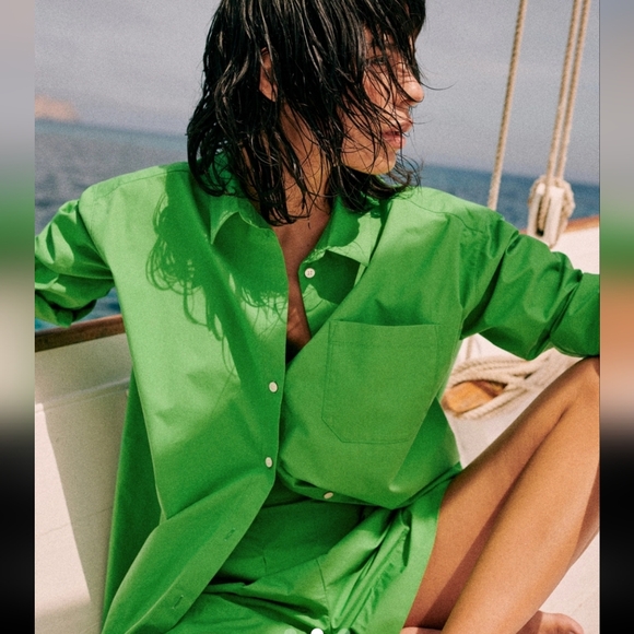 Sezane Tops - Sezane Max Bright Green Button-Down Shirt